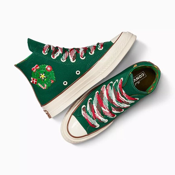 Converse W Chuck 70 High 'X-Mas Gingerbread & Knit Sock Sneakers A12455C MENS 10 - Picture 10 of 16